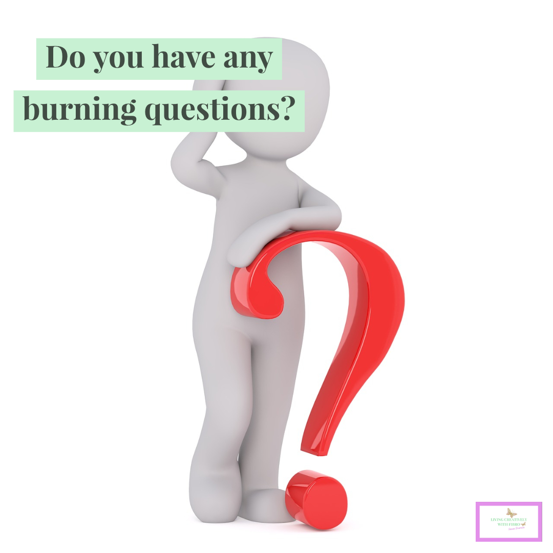 Living Creatively with Fibro | Satisfaction Survey to let me know if I am fulfilling your needs, an outline of a grey person with a big red question mark on top 