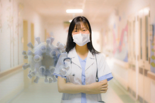 An image of a Doctor wearing a face mask