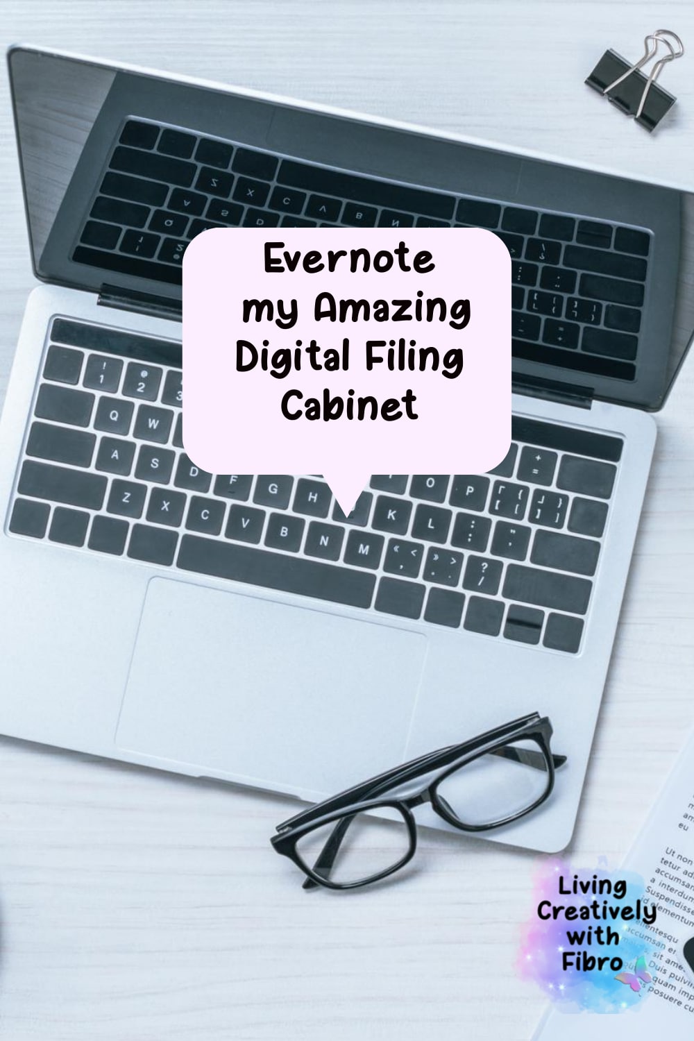 A Pinterest sized image of the header graphic featuring a laptop and papers